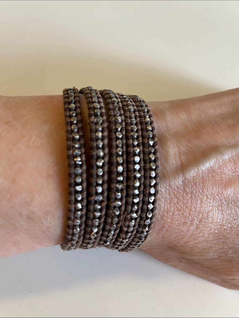 Chan Luu Brown sterling silver natural leather 5 Wrap Bracelet - Picture 3 of 5